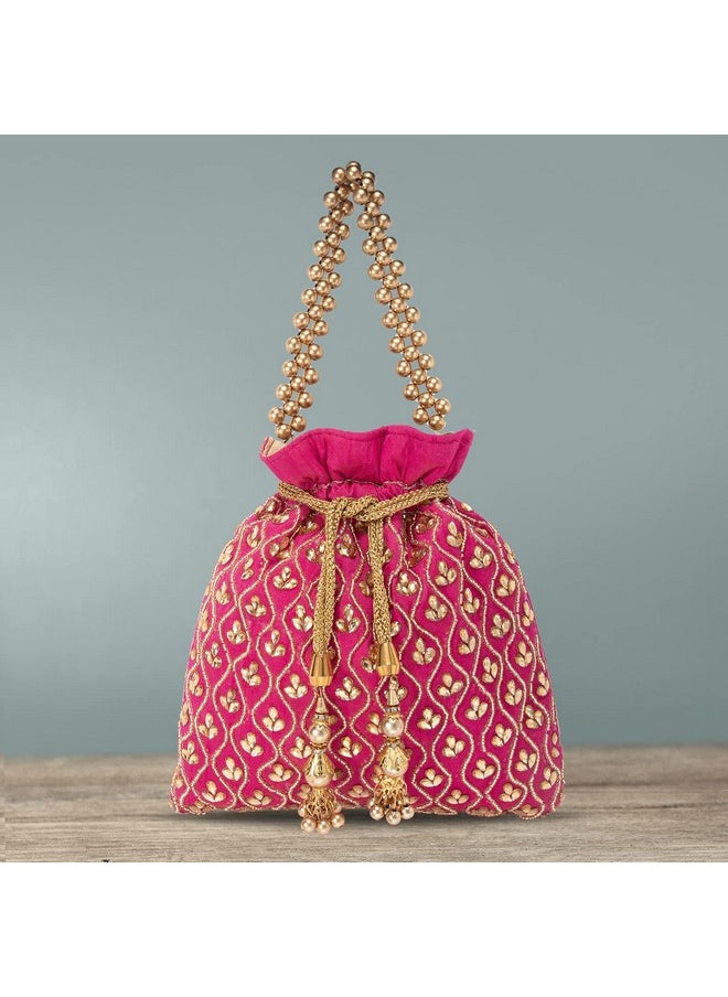 Aheli - Indian Potli Bags For Women Evening Bag Clutch Ethnic Bride Purse With Drawstring (P27Rp) - Image 1