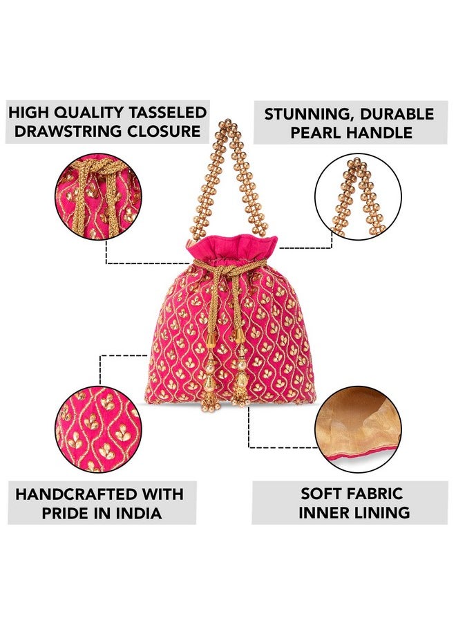 Aheli - Indian Potli Bags For Women Evening Bag Clutch Ethnic Bride Purse With Drawstring (P27Rp) - Image 1