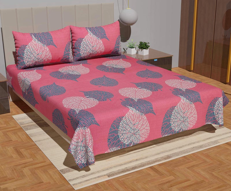 VAS COLLECTIONS 350TC Glace Floral Cotton AC Comforter Set King Size Double Bed with 1 Flat bedsheet & Two King Pillow Covers, 4 Pieces Bedding Set (90x90 inch, Pink & Light Green) - Image 4