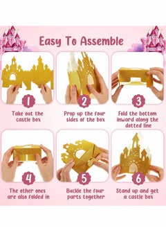 XiuWoo 20 Pieces Gold Castle Box Princess Candy Box, Glitter Table Centerpiece, Theme Party Supplies, Foil DIY Present Treat for Decoration  - Image 4