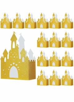 XiuWoo 20 Pieces Gold Castle Box Princess Candy Box, Glitter Table Centerpiece, Theme Party Supplies, Foil DIY Present Treat for Decoration  - Image 1
