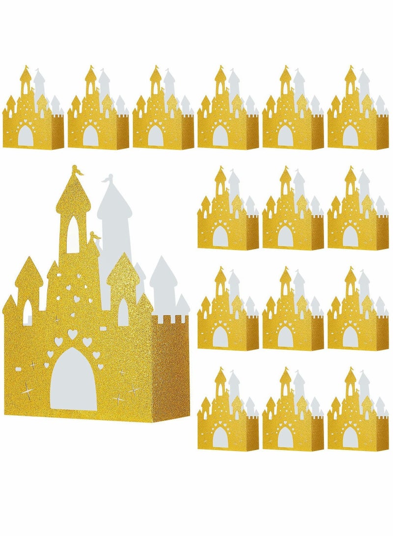 XiuWoo 20 Pieces Gold Castle Box Princess Candy Box, Glitter Table Centerpiece, Theme Party Supplies, Foil DIY Present Treat for Decoration - Image 1