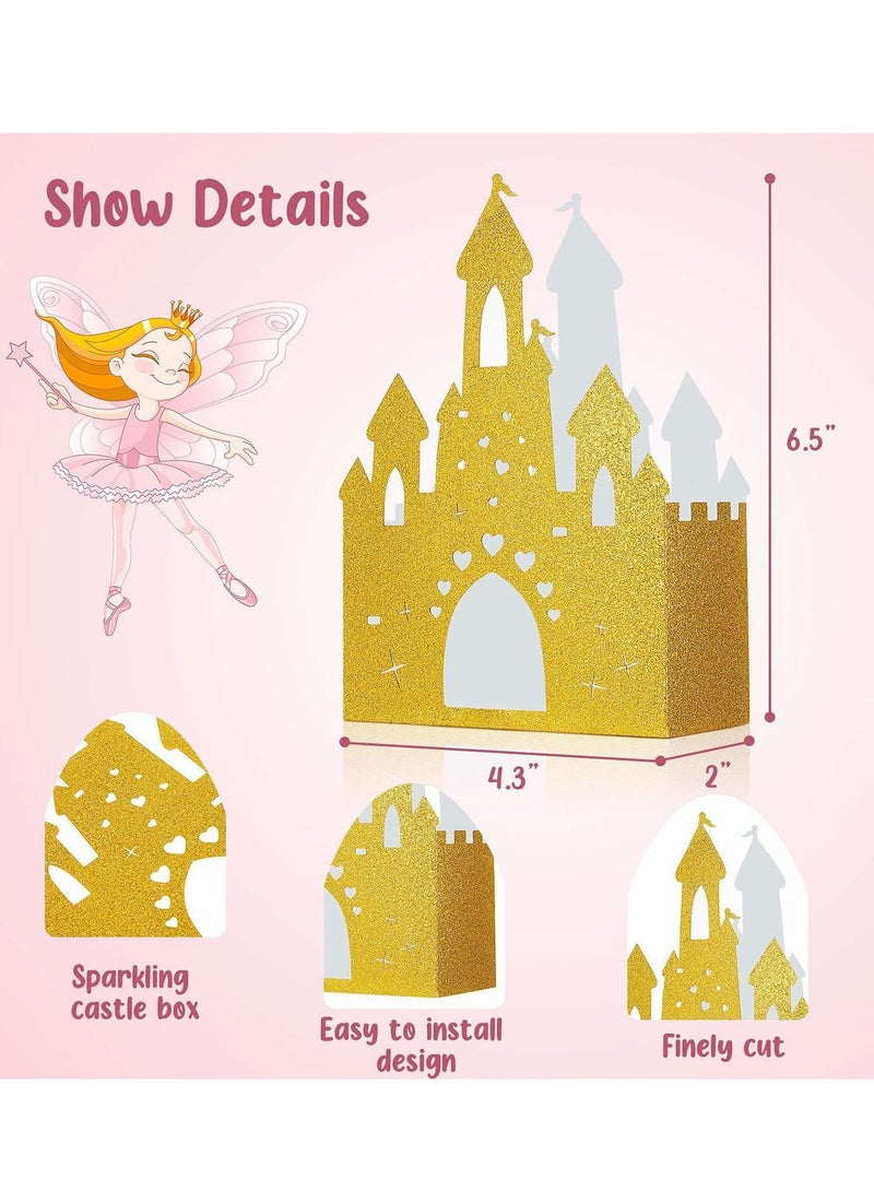 XiuWoo 20 Pieces Gold Castle Box Princess Candy Box, Glitter Table Centerpiece, Theme Party Supplies, Foil DIY Present Treat for Decoration - Image 5