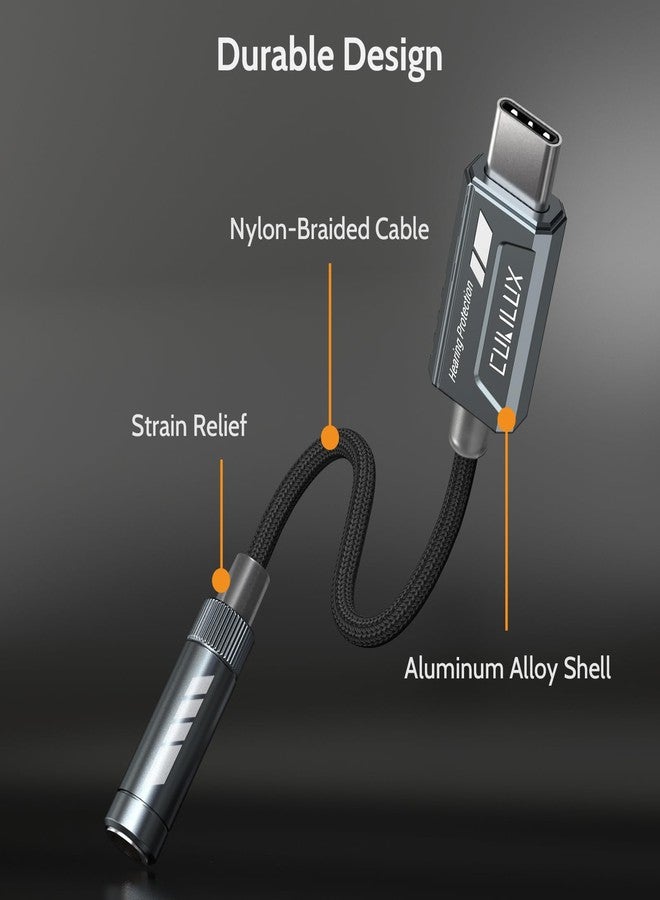Cubilux USB C to 3.5mm Audio Adapter with Hearing Protection Technology, Type C Headphone Adapter Compatible with iPhone 16/15 Pro Max, iPad Pro, Galaxy S25/S24/S23, Pixel 9/8/7 Pro Android - Image 5
