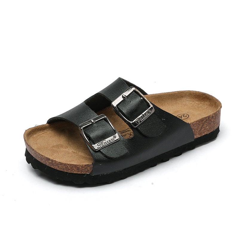 2024 Kids Fashion Cork Slippers Spring Autumn Black 