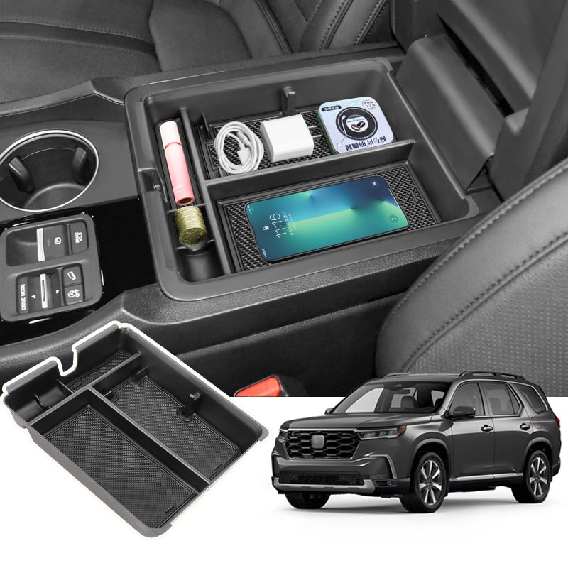 Neepiar Center Console Organizer Tray Compatible with 2023-2026 Honda Pilot, 2024-2026 Honda Ridgeline/Passport Insert Storage Organizer Interior Divider Accessories (Armrest storage Tray) - Image 1