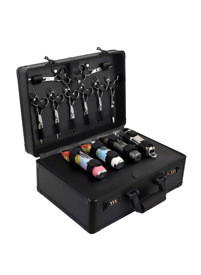 Kinglioncase Professional Barber Case, Stylist Tools Storage, Protable Protable Barber Organizer for Hair Styling Tools Display., Black, L15.7xW12xH6.1 inches - Image 1