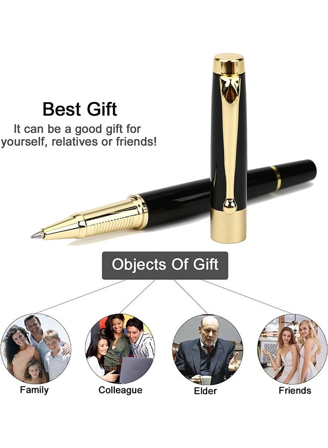 قلم فاخر بتوقيع، قلم حبر جاف مع حبر أسود، عرض الخط 0.5 مم، أفضل مجموعة هدايا أقلام جاف للرجال والنساء، للمحترفين والمديرين، المكتب، أقلام جاف أنيقة في علبة هدايا فاخرة (أسود) - Image 5