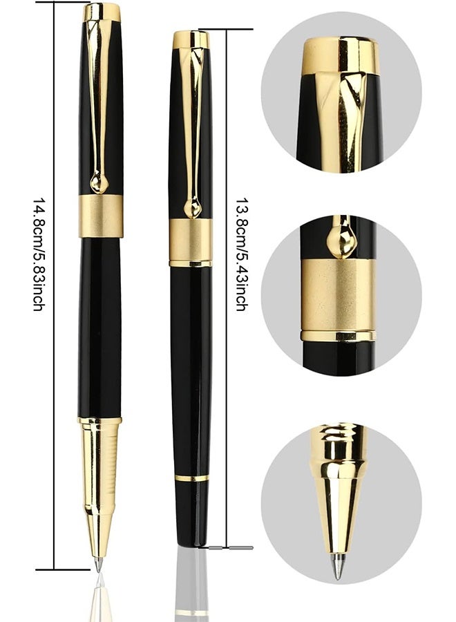 قلم فاخر بتوقيع، قلم حبر جاف مع حبر أسود، عرض الخط 0.5 مم، أفضل مجموعة هدايا أقلام جاف للرجال والنساء، للمحترفين والمديرين، المكتب، أقلام جاف أنيقة في علبة هدايا فاخرة (أسود) - Image 4
