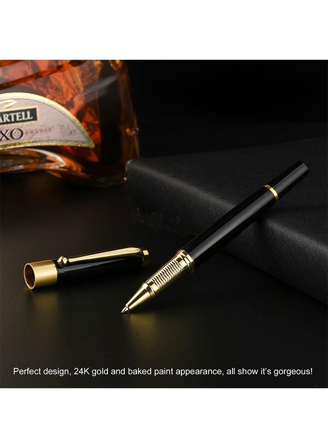 قلم فاخر بتوقيع، قلم حبر جاف مع حبر أسود، عرض الخط 0.5 مم، أفضل مجموعة هدايا أقلام جاف للرجال والنساء، للمحترفين والمديرين، المكتب، أقلام جاف أنيقة في علبة هدايا فاخرة (أسود) - Image 3