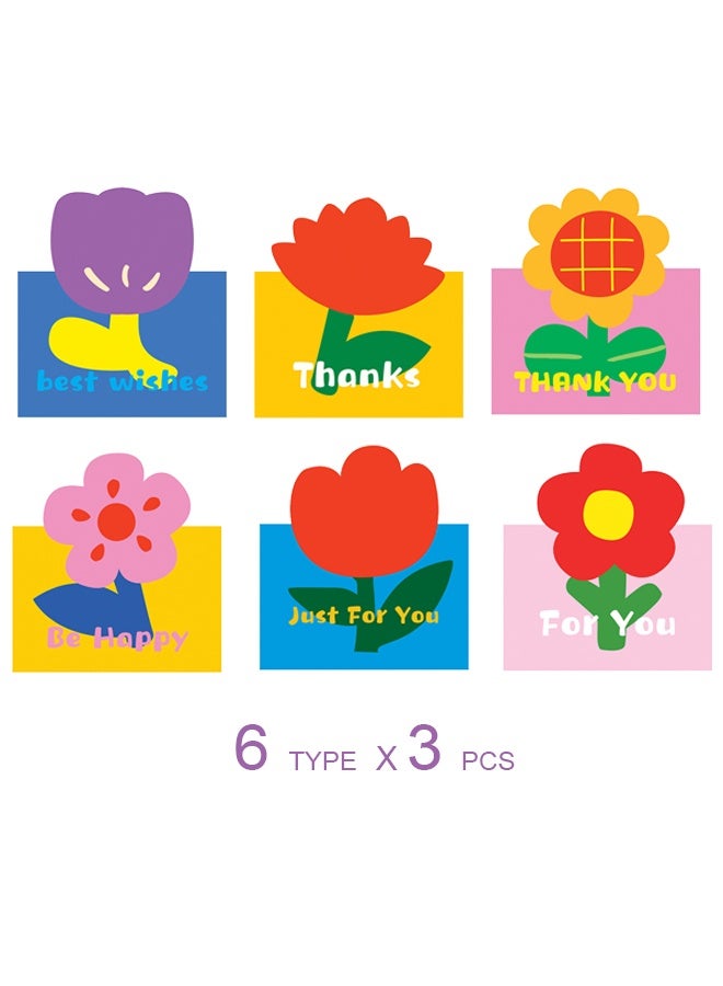 18Pcs بطاقات شكر مع غلاف، بطاقات تهنئة أزهار، 6 مختلفة تصميم أزهار فريد لطيف فقط بالنسبة لك بطاقات لبطاقة رسالة شكر رسالة دعوة - Image 1