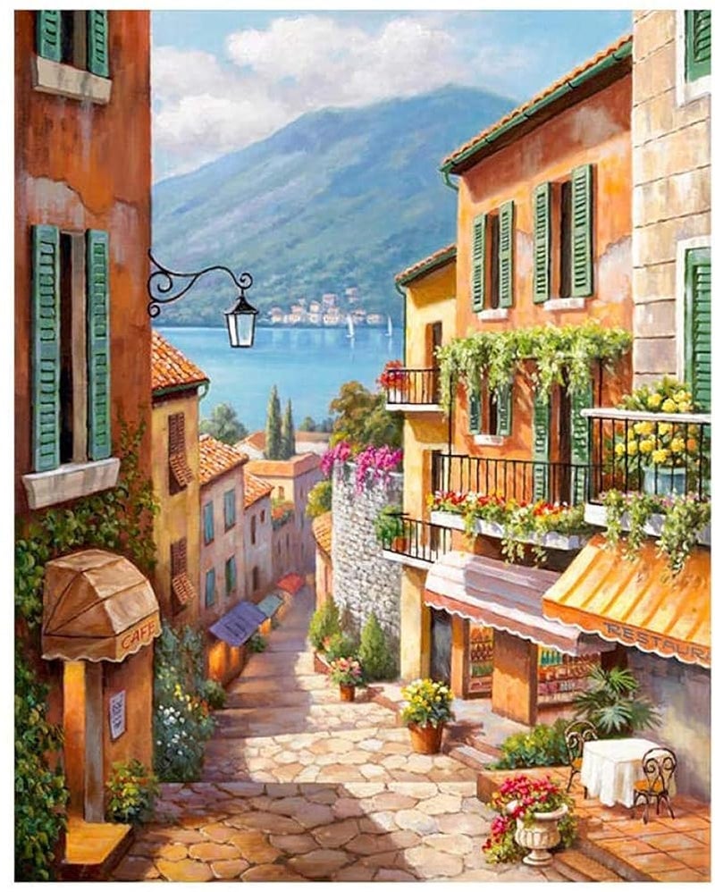 Paint by Numbers – 1616 Italian Street Scene Town, Frameless 40x50cm, DIY Oil Painting Kit