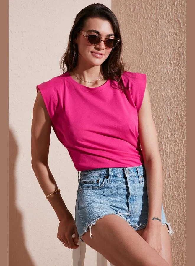 Lela Lela Cotton Crew Neck Sleeveless T Shirt Women's T SHIRT 5864019