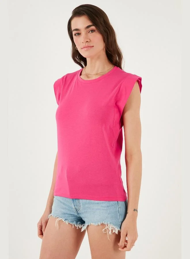 Lela Lela Cotton Crew Neck Sleeveless T Shirt Women's T SHIRT 5864019