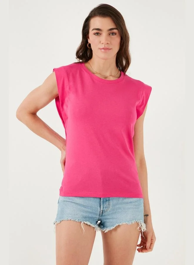 Lela Lela Cotton Crew Neck Sleeveless T Shirt Women's T SHIRT 5864019