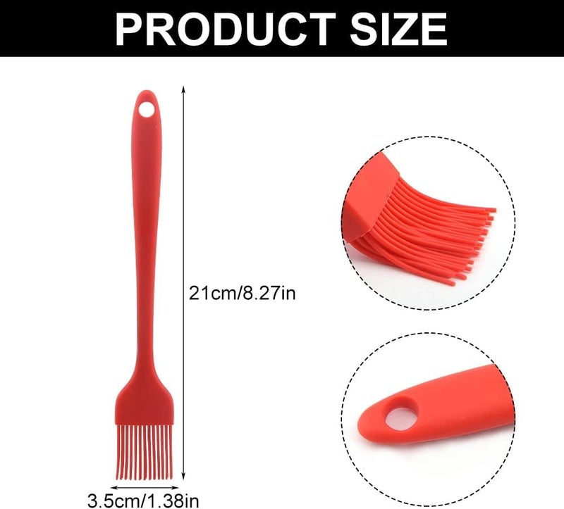 Baskety Silicone NonStick Heat Resistant Spatula Multi Purpose Tools for Kitchen Cooking Set of 2 RedSilicone Basting Brush 21cm - Image 2