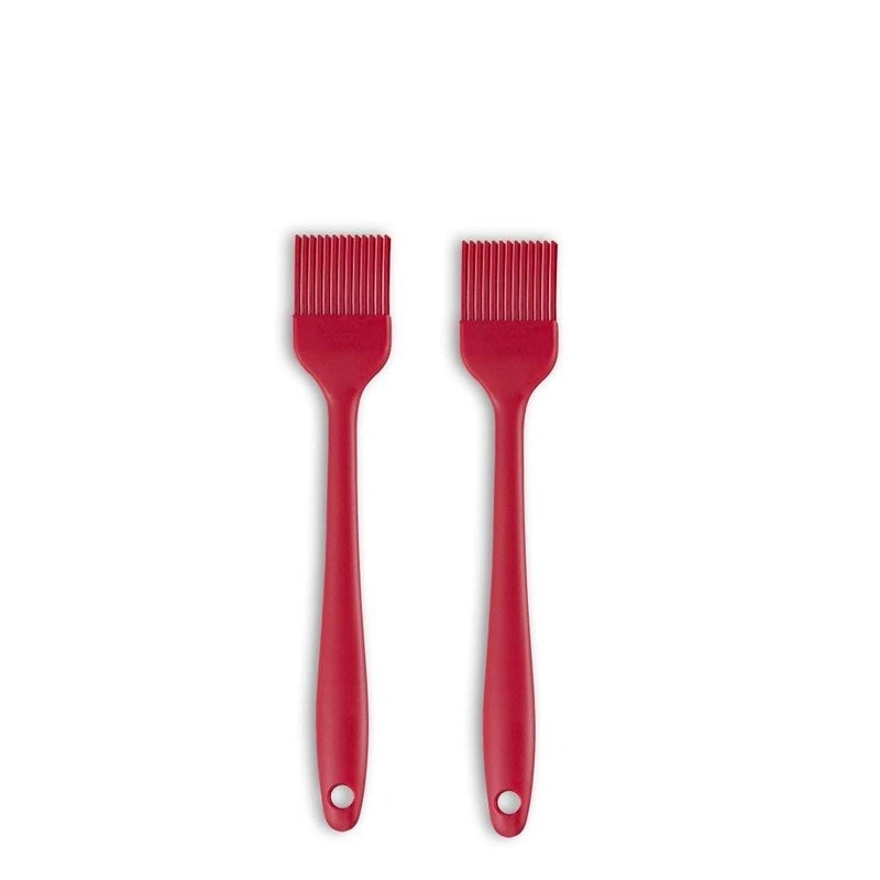 Baskety Silicone NonStick Heat Resistant Spatula Multi Purpose Tools for Kitchen Cooking Set of 2 RedSilicone Basting Brush 21cm - Image 1