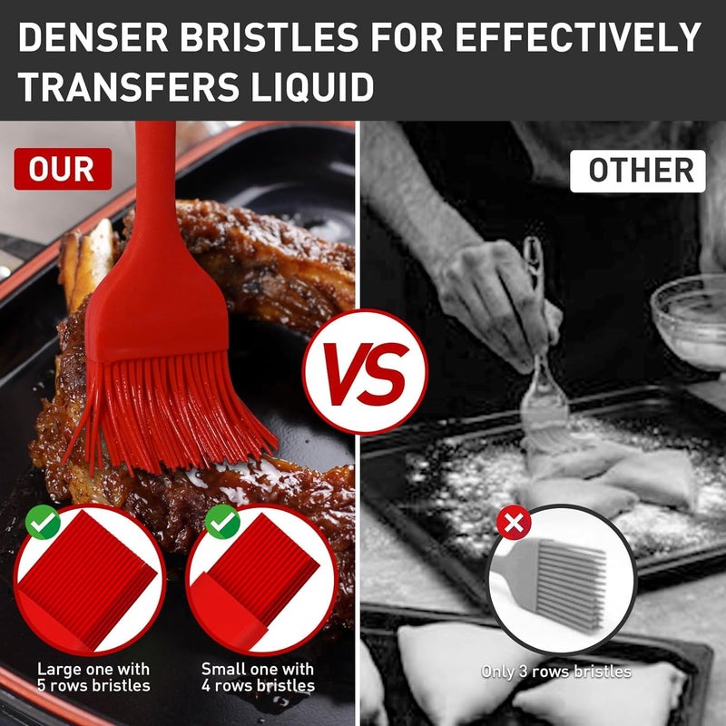 Baskety Silicone NonStick Heat Resistant Spatula Multi Purpose Tools for Kitchen Cooking Set of 2 RedSilicone Basting Brush 21cm - Image 5