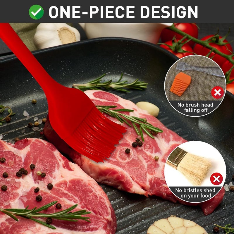 Baskety Silicone NonStick Heat Resistant Spatula Multi Purpose Tools for Kitchen Cooking Set of 2 RedSilicone Basting Brush 21cm - Image 3
