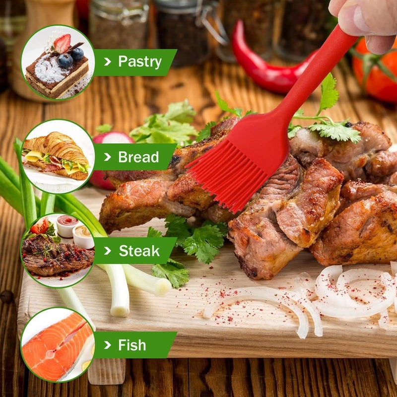 Baskety Silicone NonStick Heat Resistant Spatula Multi Purpose Tools for Kitchen Cooking Set of 2 RedSilicone Basting Brush 21cm - Image 4