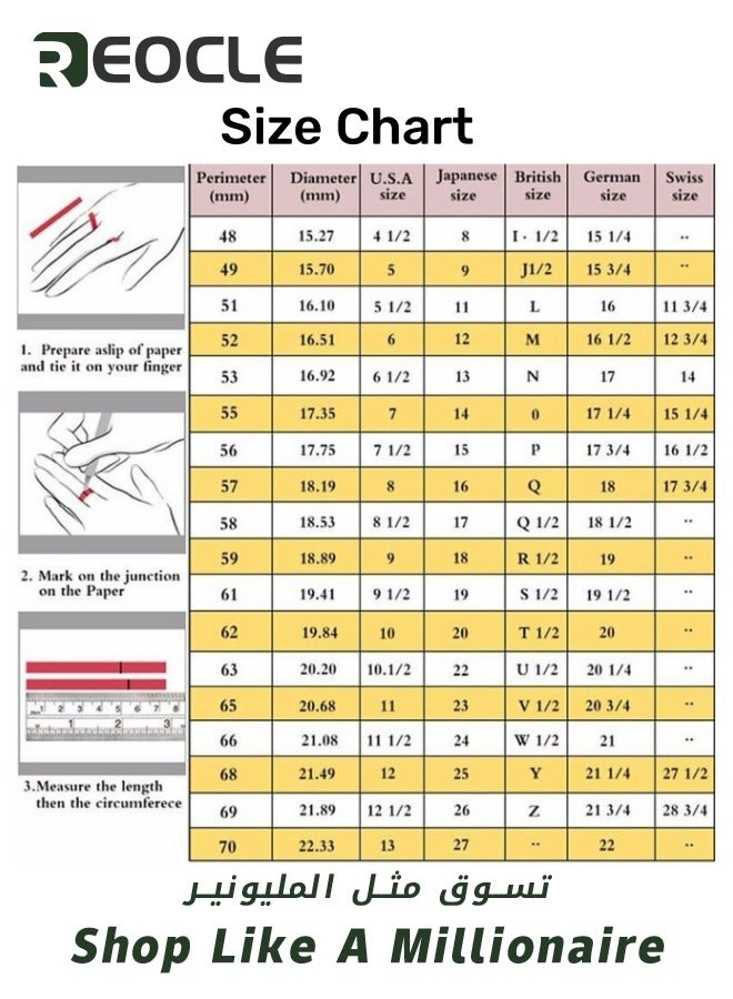 REOCLE Men's Ring Classic Simple Seal Wide Copper Ring with 5A Round Arch Zirconia Jewellery for Men - Image 5