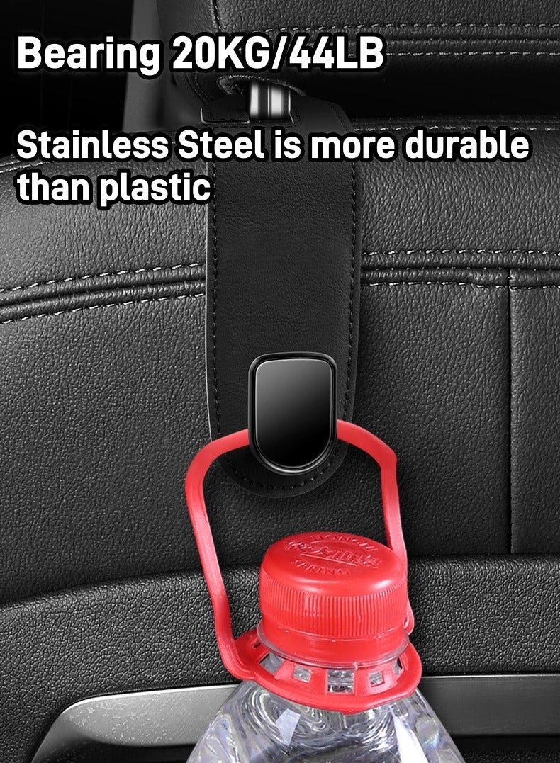 "طقم خطافات تعليق للمقاعد الخلفية تناسب جميع السيارات مكون من 4 قطع,خطافات رأس السيارة، خطاف منظم المقعد الجلدي للسيارة، حامل منظم للحقيبة والملابس والقبعة، 44 رطل من الفولاذ المقاوم للصدأ.     ""بني" - Image 2