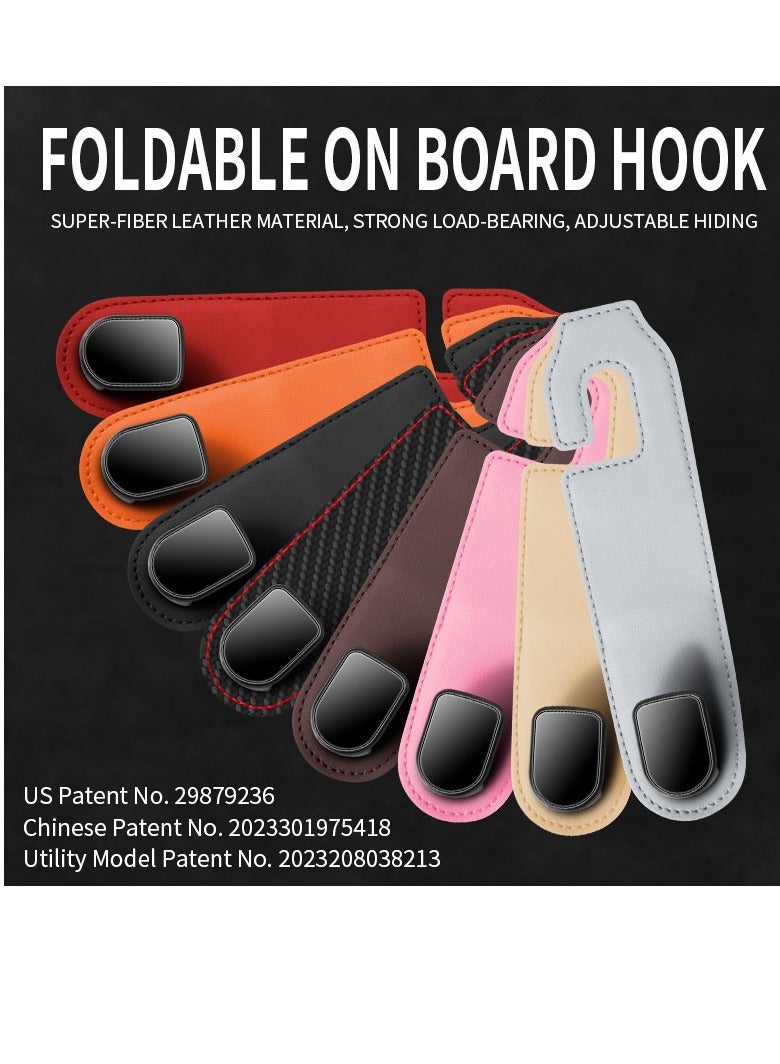 "طقم خطافات تعليق للمقاعد الخلفية تناسب جميع السيارات مكون من 4 قطع,خطافات رأس السيارة، خطاف منظم المقعد الجلدي للسيارة، حامل منظم للحقيبة والملابس والقبعة، 44 رطل من الفولاذ المقاوم للصدأ.     ""بني" - Image 3