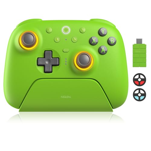 8BitDo Ultimate 2 Wireless Controller with TMR Joysticks for Windows Android Gaming Controller with Switchable Hall EffectTactile Triggers RGB Fire Ring8Speed Wireless Tech Charging Dock Green - Image 1