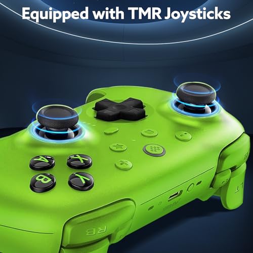 8BitDo Ultimate 2 Wireless Controller with TMR Joysticks for Windows Android Gaming Controller with Switchable Hall EffectTactile Triggers RGB Fire Ring8Speed Wireless Tech Charging Dock Green - Image 3