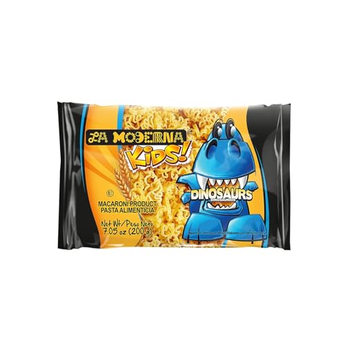 LA MODERNA, Kids Dinosaur Pasta, Bag, 7.05 oz (Pack of 1) - Made with Durum Wheat Semolina | Fun Shapes for Kids | Enriched with Iron & B Vitamins | Non-GMO | Kosher | Quick Family Meal - Image 1