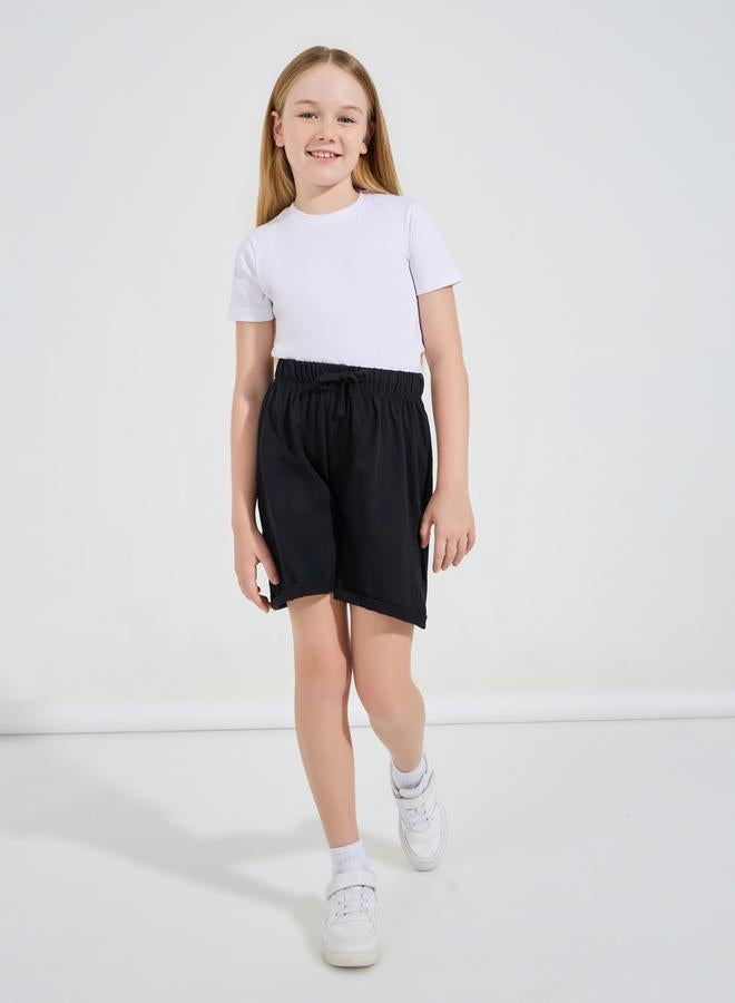 Styli Basic Shorts with Turn-Up Hem - Image 2