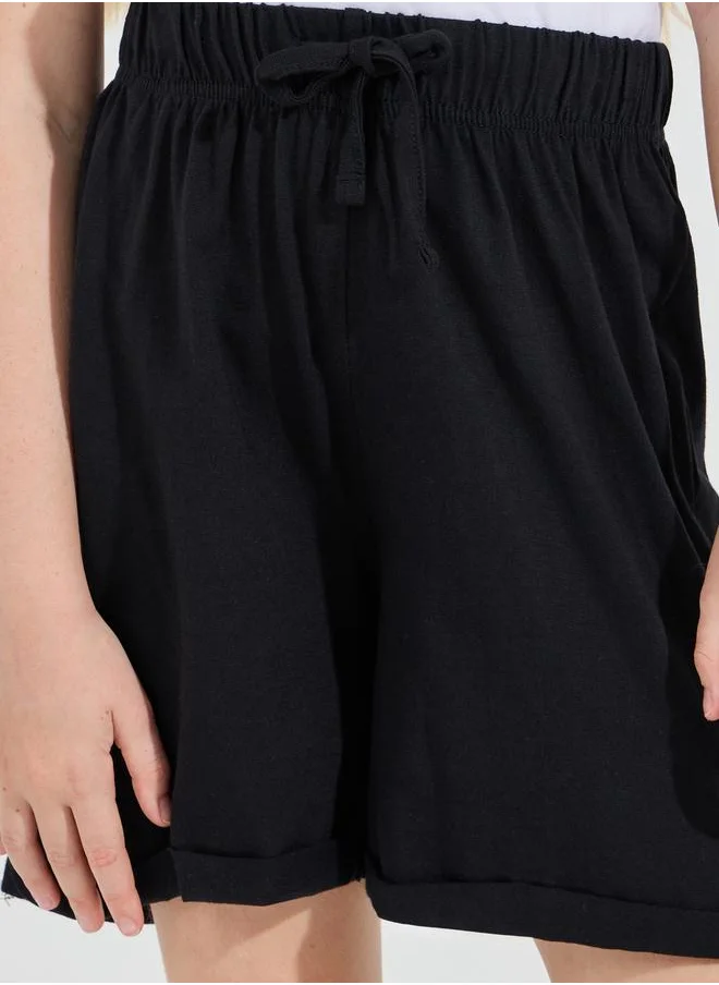 Styli Basic Shorts with Turn-Up Hem