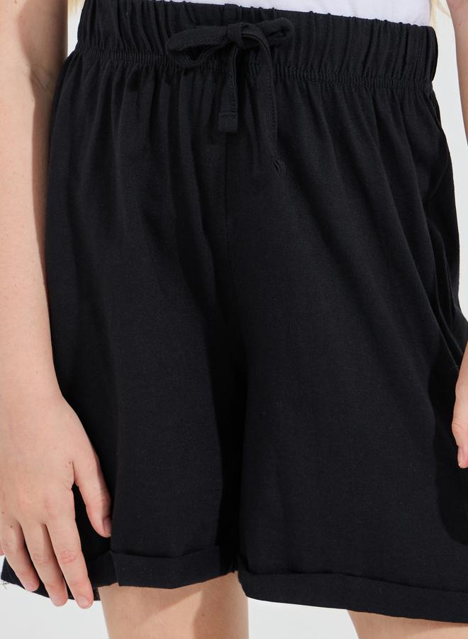 Styli Basic Shorts with Turn-Up Hem - Image 3