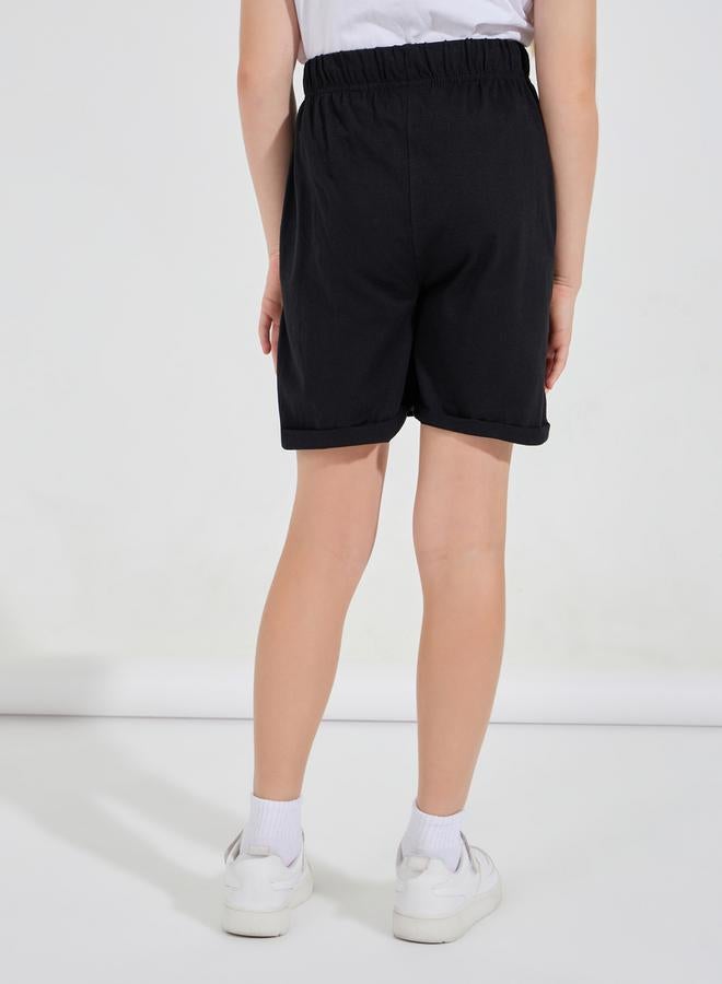 Styli Basic Shorts with Turn-Up Hem - Image 4