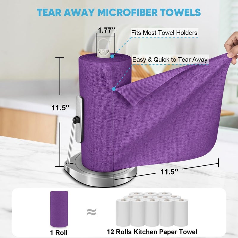 AIDEA Microfiber Cleaning Cloth Roll, 50PK, Reusable Paper Towels Tear Away Cloth, Microfiber Towels for Cars, Lint Free Cleaning Rags for House, Kitchen, Window, 11.5"Ã—11.5", Purple - Image 2