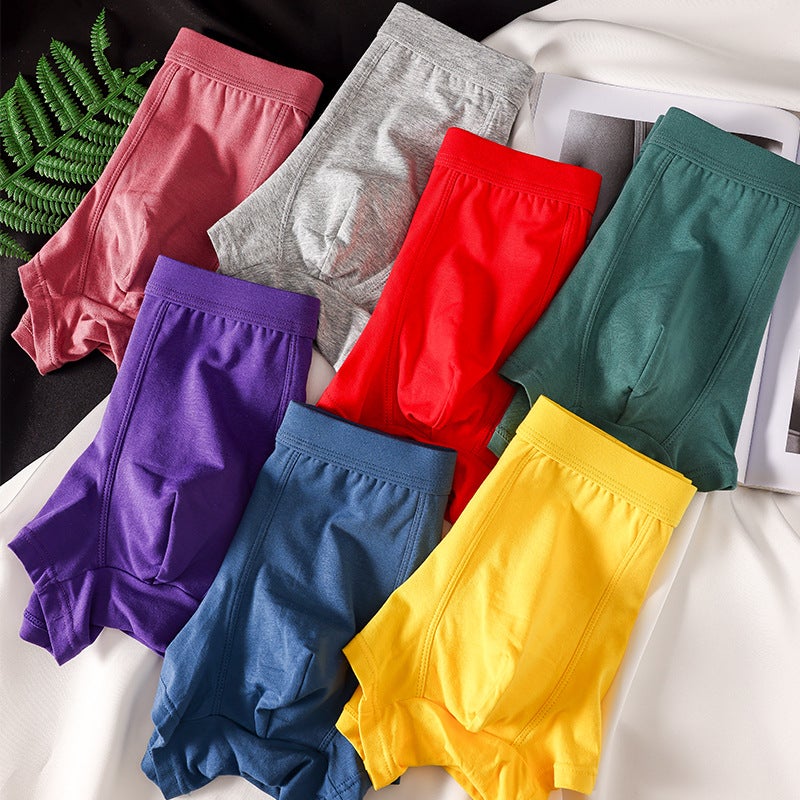 Men'S Pure Cotton Underwear Trendy Youth Solid Color Boxer Briefs Breathable Comfortable Mid-Waist Boxer Shorts Men'S Shorts - Image 2