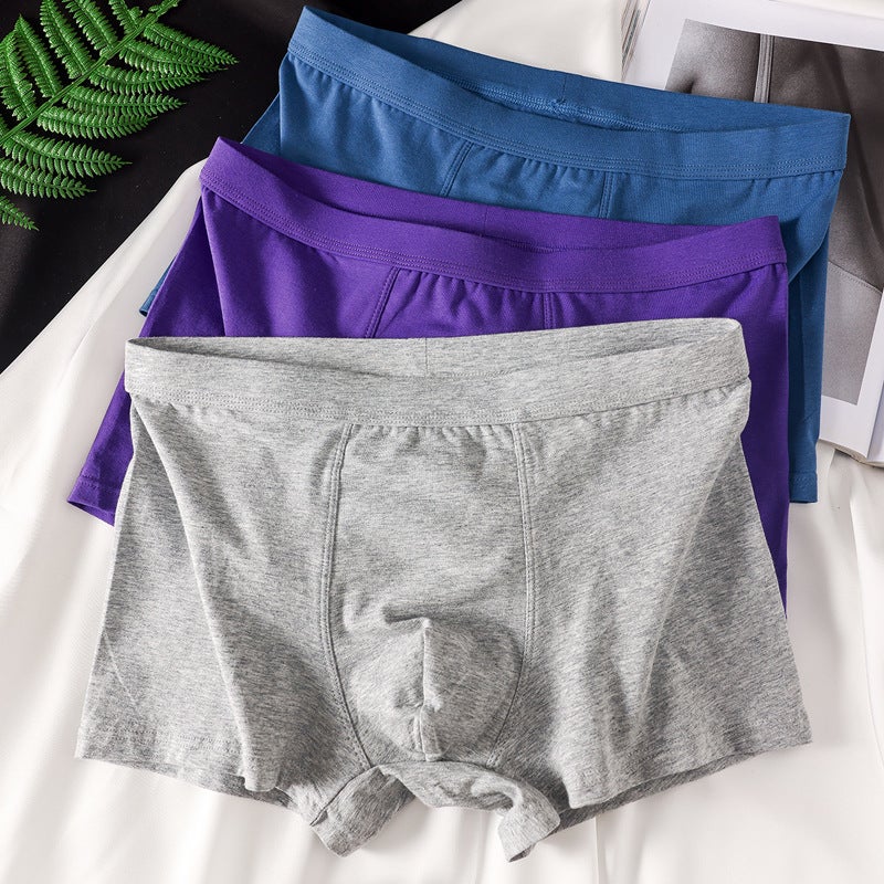 Men'S Pure Cotton Underwear Trendy Youth Solid Color Boxer Briefs Breathable Comfortable Mid-Waist Boxer Shorts Men'S Shorts - Image 1