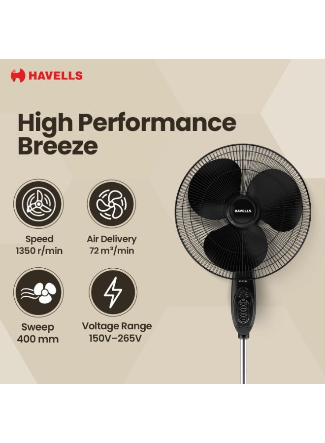 Havells Swing Ex Stand Fan 16 Inch Diameter, 90° Wide Swing 3 Speeds Plus Modes And 3AS Blade, For The Perfect Temperature 1 Years Warranty - Image 3
