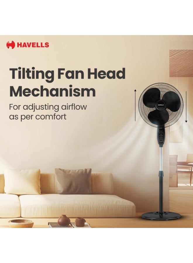 Havells Swing Ex Stand Fan 16 Inch Diameter, 90° Wide Swing 3 Speeds Plus Modes And 3AS Blade, For The Perfect Temperature 1 Years Warranty - Image 5