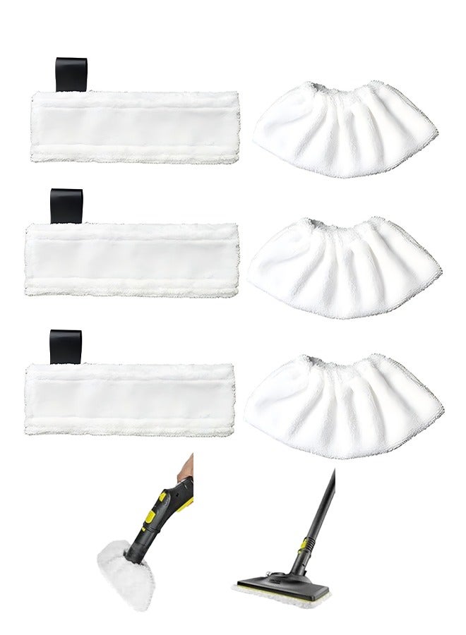6 Pack Cloth Set Mopping Pads Replacement, Microfibre Mop Cloths Accessories, Steam Mop Floor Pads, Suitable for Karcher SC2/SC3/SC4/SC5 Mop Accessories - White - Image 1