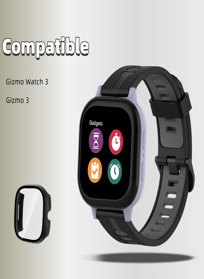 QHBAMD Compatible for Gizmo Watch 3 Watch Band with PC Case, Soft Silicone Breathable Strap for Gizmo 3 (Dark Grey) - Image 2