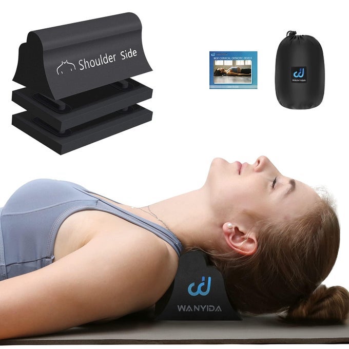 NECK AND SHOULDER RELAXER NECK STRETCHER CHIROPRACTIC PILLOWS FOR PAIN RELIEF CERVICAL TRACTION DEVICE FOR CERVICAL SPINE ALIGNMENTFSA HSA ELIGIBLE