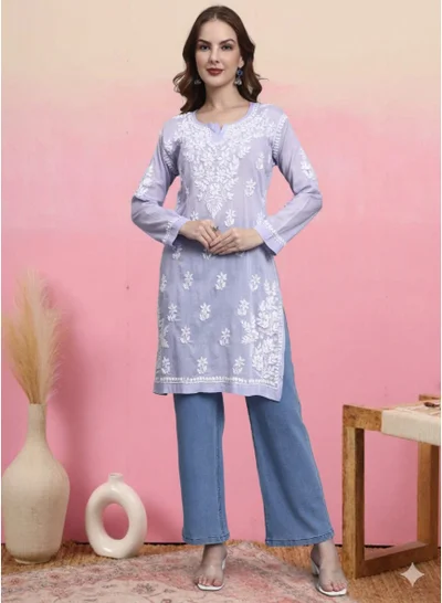 Alaya Women Hand Embroidered Chikankari Cotton Kurti -AL3685