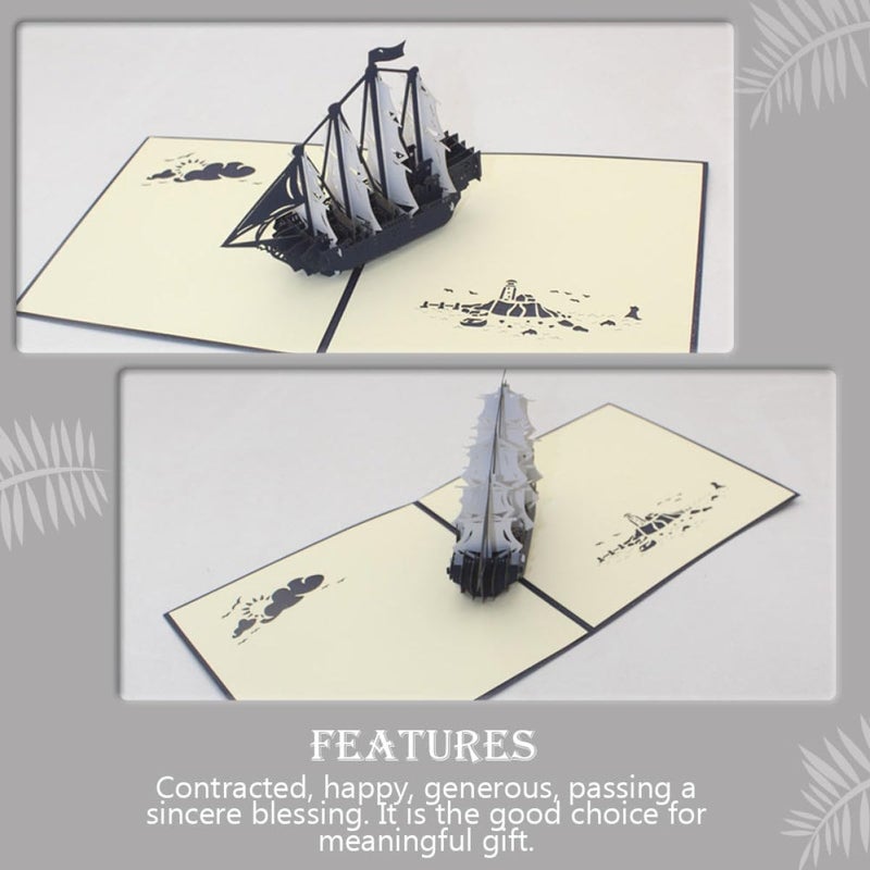 Pop-up Sailboat Greeting Card for Graduation Season Blue and White Paper Craft Card Suitable for Graduates and Celebration Occasions - Image 4