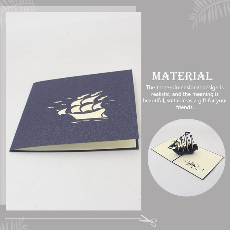 Pop-up Sailboat Greeting Card for Graduation Season Blue and White Paper Craft Card Suitable for Graduates and Celebration Occasions - Image 3