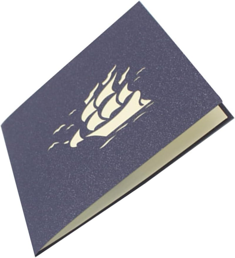 Pop-up Sailboat Greeting Card for Graduation Season Blue and White Paper Craft Card Suitable for Graduates and Celebration Occasions - Image 1