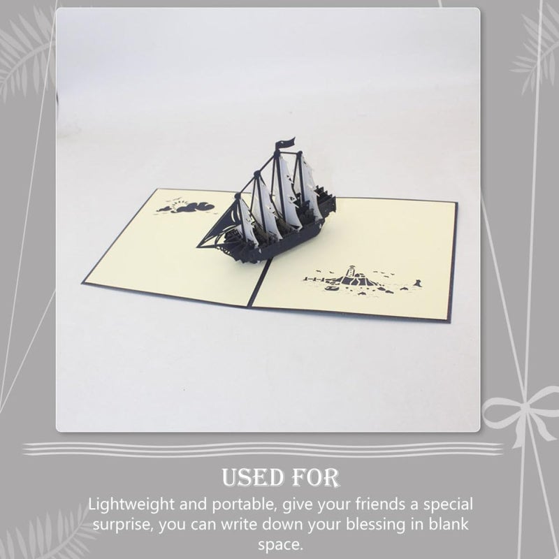Pop-up Sailboat Greeting Card for Graduation Season Blue and White Paper Craft Card Suitable for Graduates and Celebration Occasions - Image 5