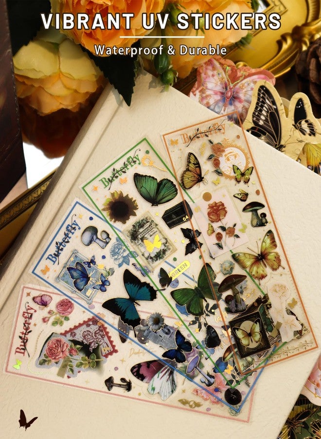 GAUENEEN 40 Pcs Butterfly Bookmarks, Assorted Set - 4 Pack Aesthetic Bookmarks for Readers, Gift for Nature Lovers, Including UV Stickers - Image 5