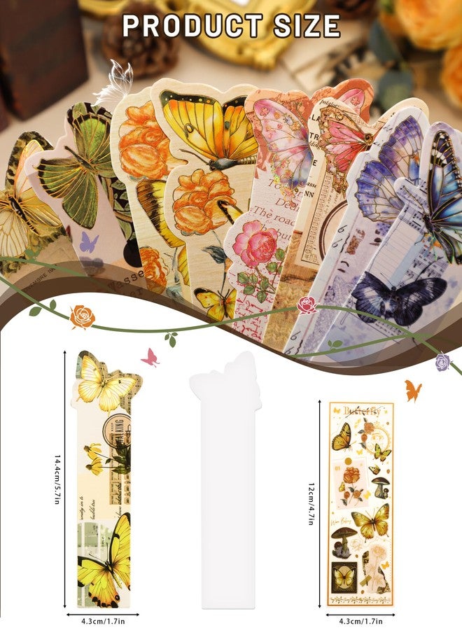 GAUENEEN 40 Pcs Butterfly Bookmarks, Assorted Set - 4 Pack Aesthetic Bookmarks for Readers, Gift for Nature Lovers, Including UV Stickers - Image 3