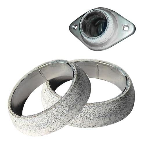 MOXRUQ 2 PCS Exhaust Manifold Gasket, 2.56" Graphite Exhaust Donut Gasket, Universal Donut Gasket Replacement for Preventing Leaking Between Exhaust Pipe and Exhaust Manifold (Silver) - Image 1